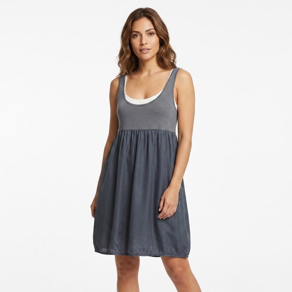 theory Laina 100% Silk Gray Short Lightweight Dress Women Size P